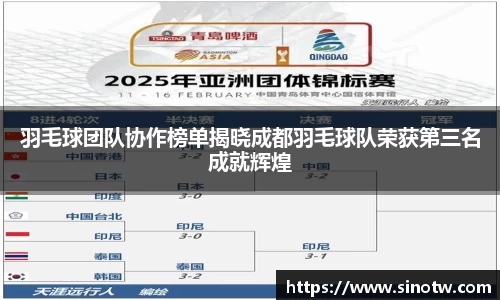 羽毛球团队协作榜单揭晓成都羽毛球队荣获第三名成就辉煌