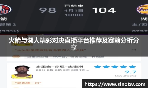 火箭与湖人精彩对决直播平台推荐及赛前分析分享